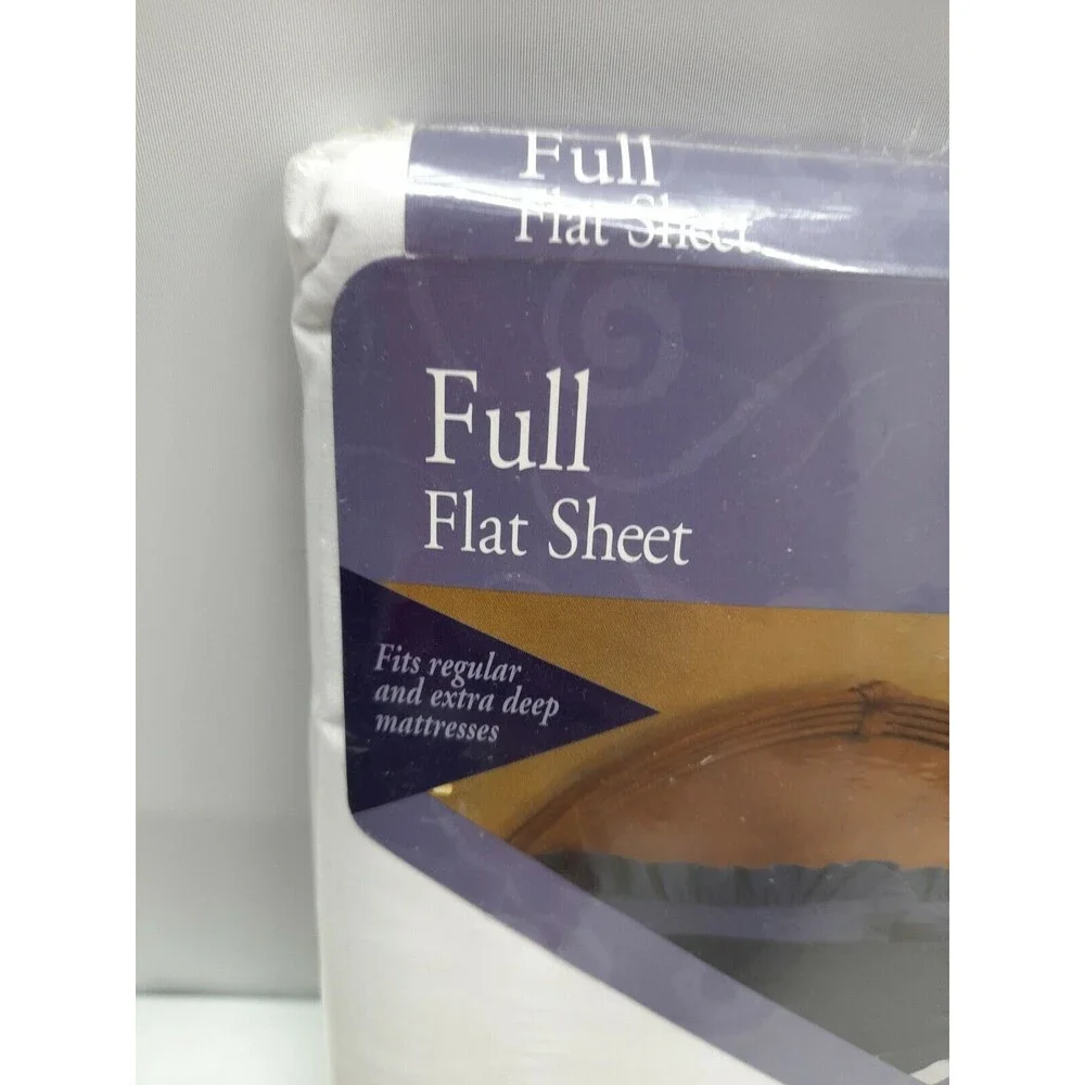 Vintage Jubilee Percale 180 TC White Full Flat Sheet NEW Made in USA